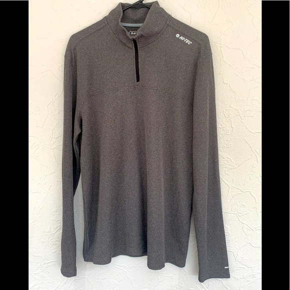 MENS HI-TEC POLYESTER SPANDEX QUARTER ZIP LONGSLEEVE LIGHT JACKET PLATINUM SZ L - Picture 1 of 6